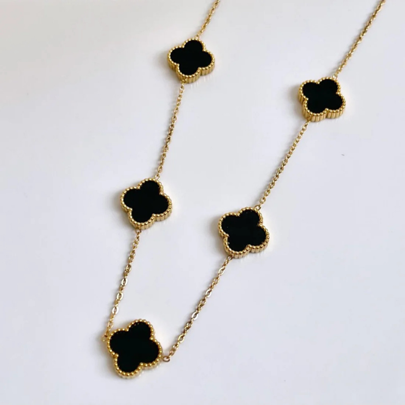 Clover Black Gold Necklace