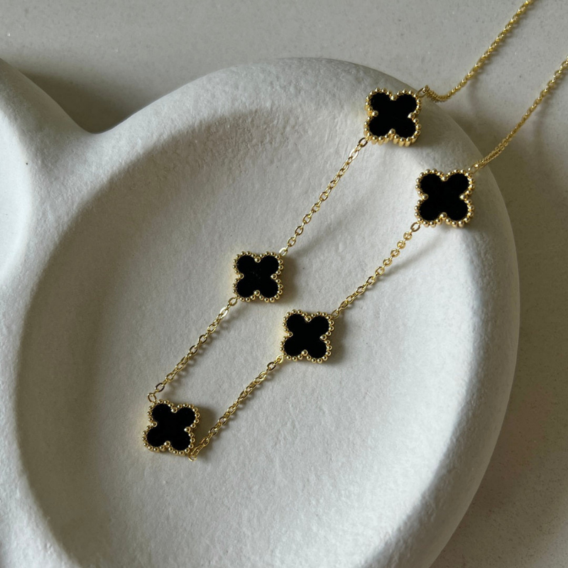 Clover Black Gold Necklace