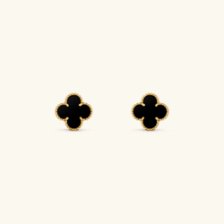 Clover Black Gold Studs