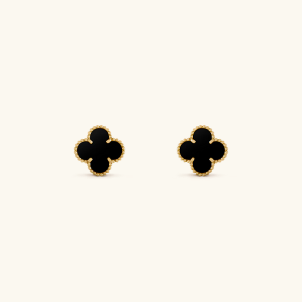 Clover Black Gold Studs