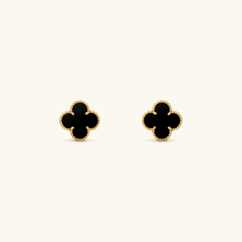 Clover Black Gold Studs