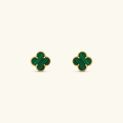 Clover Green Gold Studs