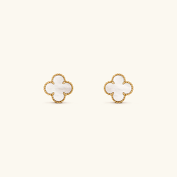 Clover White Gold Studs