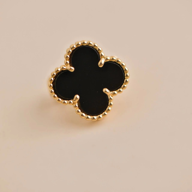 Clover Black Gold Studs