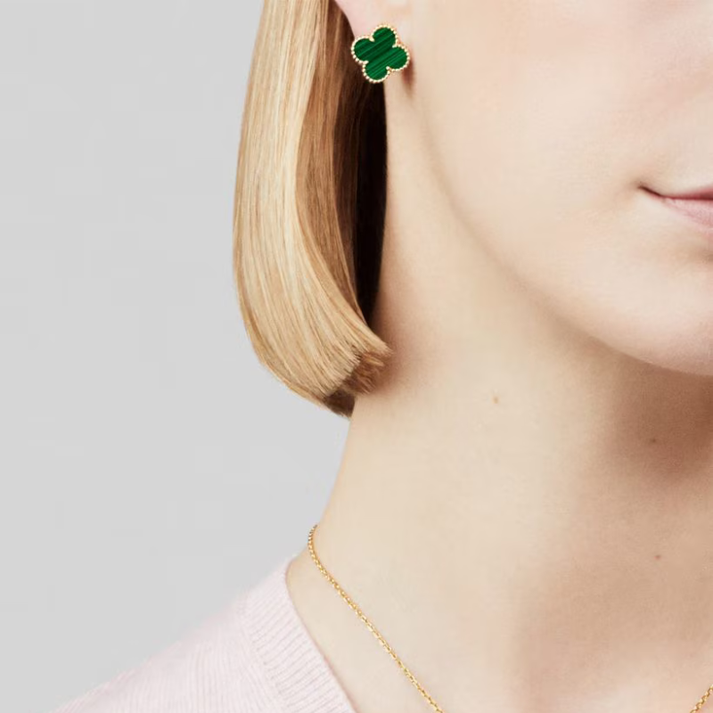 Clover Green Gold Studs