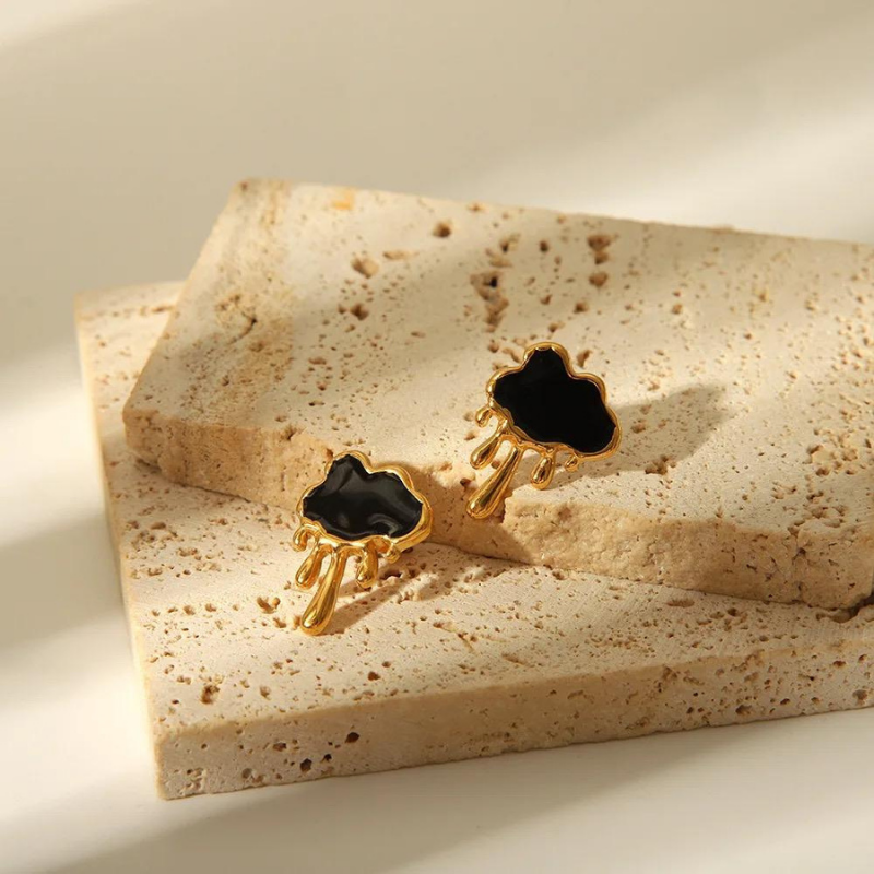 Meltdown Black Gold Studs