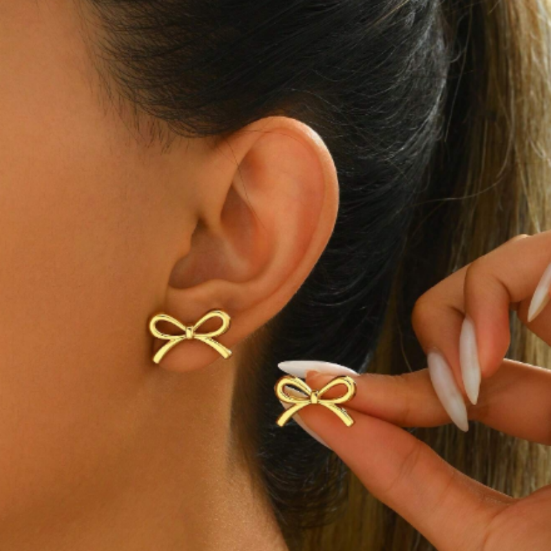 Ribbon Gold Earrings