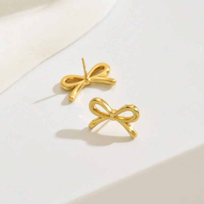 Ribbon Gold Earrings