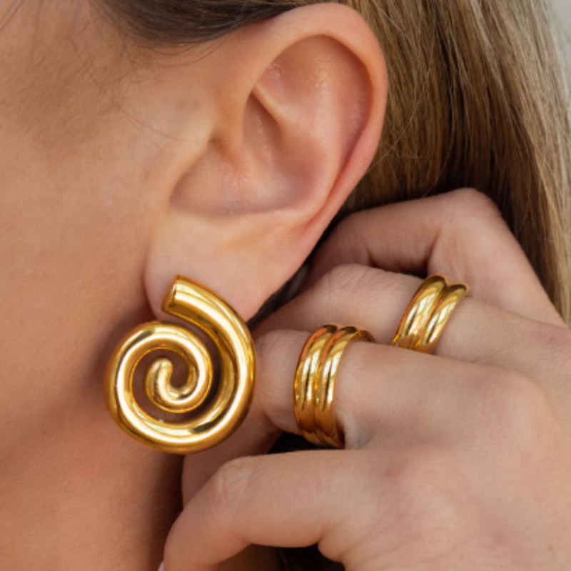 Spiral Gold Earring