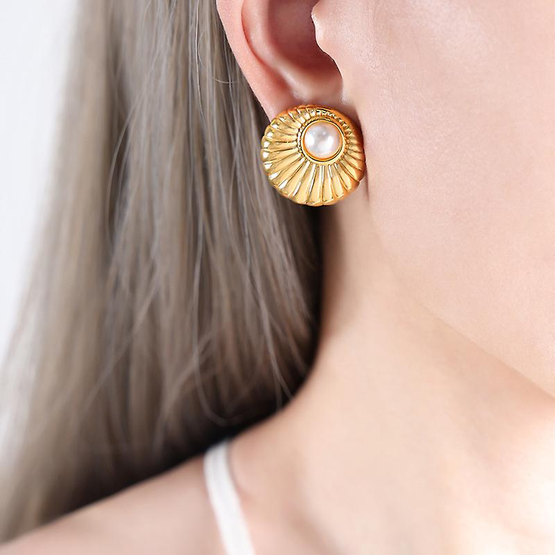 Shell Pearl Hoops Earrings