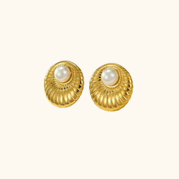 Shell Pearl Hoops Earrings