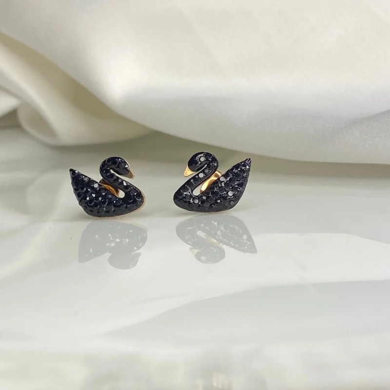 Swan Black Studs