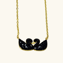 Double Swan Black Pendant