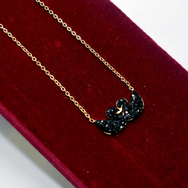 Double Swan Black Pendant