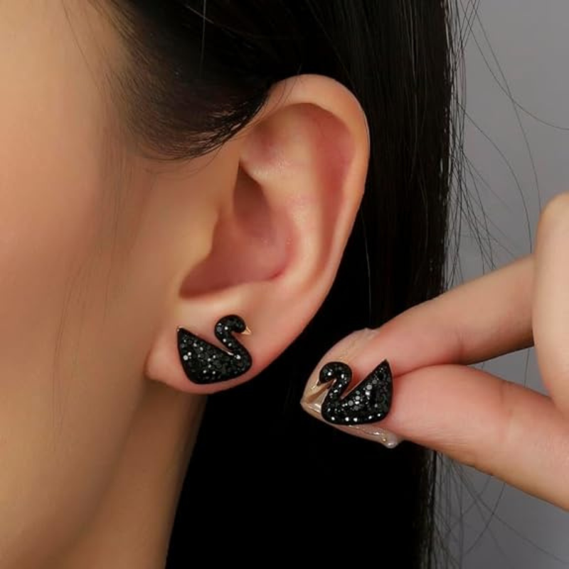 Swan Black Studs