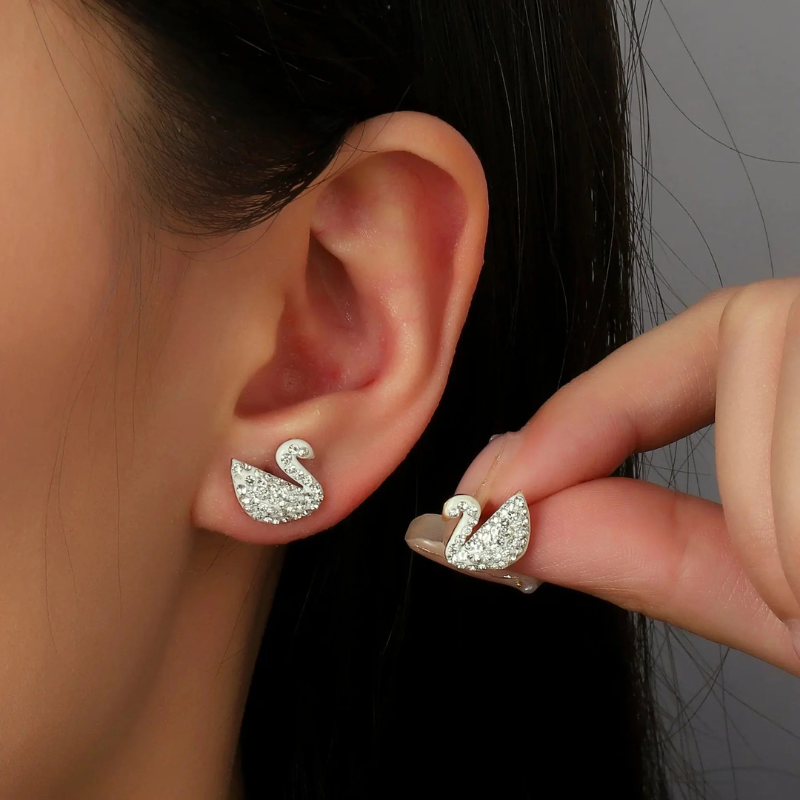 Swan White Studs